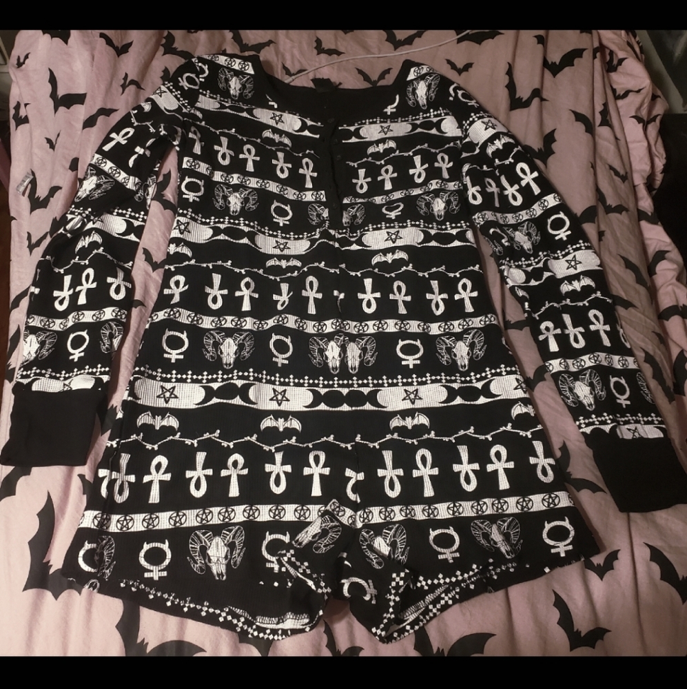 Gothic Symbol Thermal Romper Pajamas